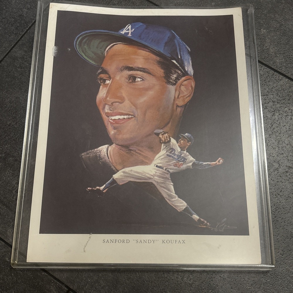 1962 Sandy Koufax Los Angeles Dodgers Hall Of Fame Pitcher Union Oil 76 Portrait